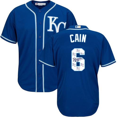 Royals #6 Lorenzo Cain Royal Blue Team Logo Fashion Stitched MLB Jersey
